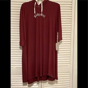 NWT J for Justify maroon LS sweatshirt hoodie dress Baby Girl 3X